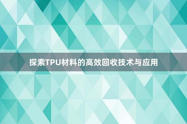 探索TPU材料的高效回收技术与应用